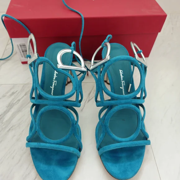 Salvatore Ferragamo Blue Strappy Sandals - Picture 1 of 9